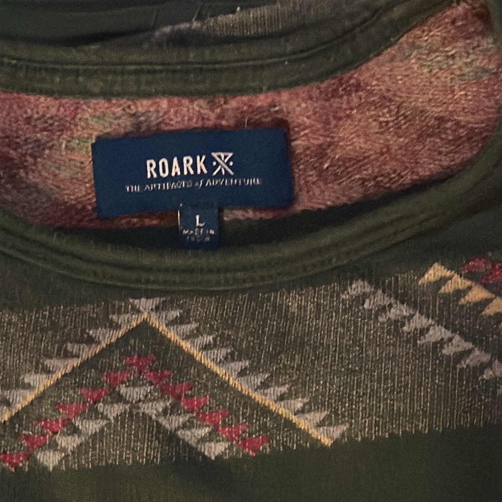 Roark 100% Organic Cotton Green Patterned Shirt with front pocket. Size L. - Picture 2 of 8